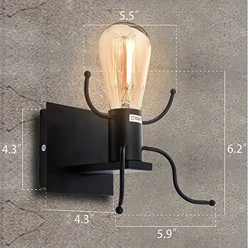 KAWELL® Creatieve vintage wandlamp LED industrie Retro wandlamp zwart ijzer E27 houder Interieur Art Deco voor bar… - Afbeelding 7