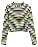 Anself Women Cropped Stripped Pullover Knitted Sweaters Shirts Ribbed Long Sleeves Sheath Stretchy Jumpers Crop Knitting Top