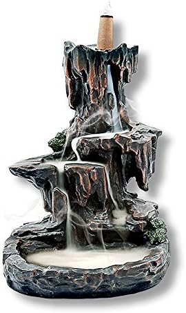 Creative Home Decor Censer, Ceramic Mountain Stream Waterfall Incense Burner for Buddhist Meditation, Smoke Backflow Holder, Antique Artwork which Helps Purify Your Soul Perfect Chinese Gift