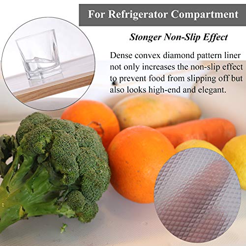 Hersvin Shelf Liners, 23.6x196.9 Inch EVA Non-Slip Drawer Mats, Non-Adhesive Cupboard Pad, Kitchen Cabinet Lining Fridge Cushion for Home Office (Clear/Diamond, 60x500cm)