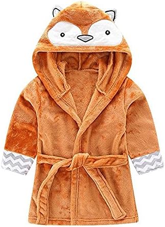 Unisex Baby Cartoon Animal Fleece Bathrobe Pajamas Sleepwear Thicken Tracksuit
