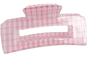 KMGDM Korean Charm Simple Checkered Acrylic Hair Claw Hair Clip Headwear For Women Securely Hold Daily Use