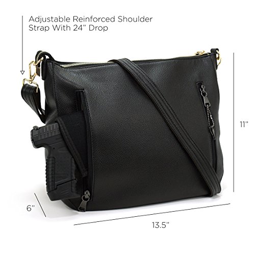 Valkri Hera Concealed Carry Crossbody Gun Purse Large Locking Handbag with Reinforced Shoulder