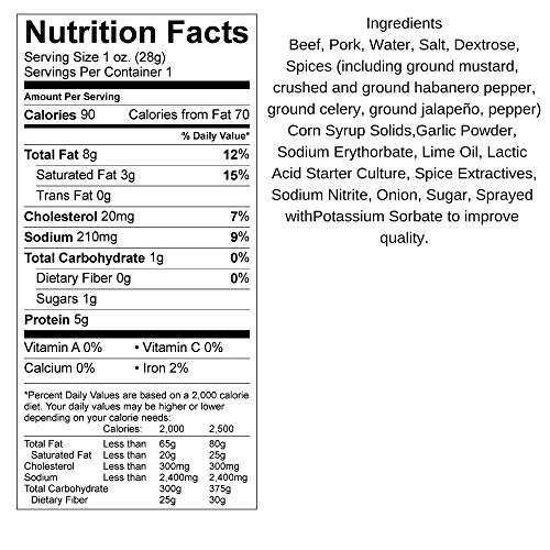 Habanero Lime Meat Sticks - Low Carb, Low Sugar Jerky Sticks by El Norteño - Smoked Pork & Beef Sticks, Gluten Free, NO MSG, Made in the USA (24 - 1oz Snack Sticks) - Thumbnail 6