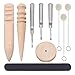Caydo 10 Pieces Leathercraft Edge Skiving Beveler with Multi-Size Solid Wood Leathercraft Edge Slicker Burnisher, Sanding Strip and Wool Daubers