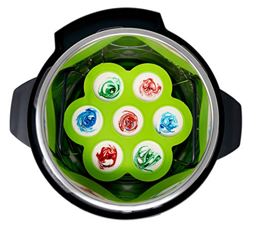 2 Silicone mold egg bites and steamer rack with handles | 6 & 8 qt instant pot & pressure cooker accessory | Reusable food storage & freezer tray with lid | 2 sets, 2 lids, 1 spoon, free e-cookbook
