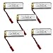 Holy Stone® 5 x 3.7V 500mAh 25C High-Rate Battery for UDI U817 U817C U817A U818A WLtoys Quadcopter V959 V969 V979 V989 V999 V929 V949 V212 V222 RC Drones(5 Pcs),obtain extra flight time:45mins