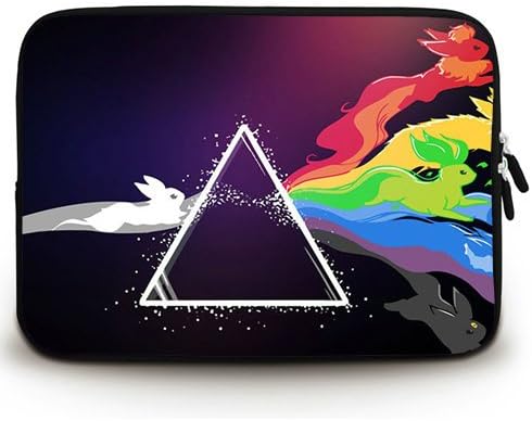 HUADO New Style pink floyd pokemon bright logo Laptop Sleeve Portable Laptop Carrying Bag Twin Sides Patterns Waterproof Canvas Fabric Case for 17 17.3 Inch Laptop