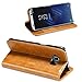 ProCase Galaxy S8 Genuine Leather Case, Vintage Wallet Folding Flip Case with Kickstand and Multiple Card Slots Magnetic Closure Protective Cover for Galaxy S8 -Brown