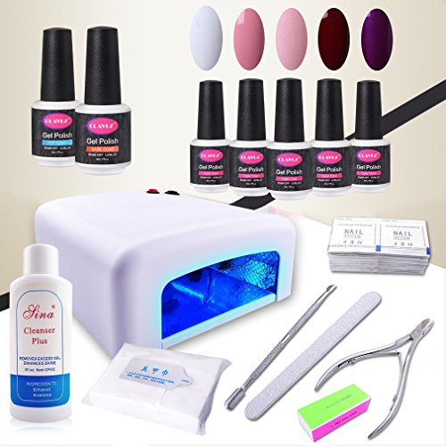 CLAVUZ Gel Nail Polish Set 15pcs Soak Off UV LED Nail Lacquer 36W UV Nail Lamp Top Coat and Base Coat New Starter Manicure Nail Art Tool Gift Kit CLAVUZ Gel Nail Polish Set 15pcs Soak Off UV LED Nail Lacquer 36W UV Nail Lamp Top Coat and Base Coat New Starter Manicure Nail Art Tool Gift Kit