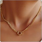 Aghfacy Dainty Cuban Chain Necklace 14K Plated Gold Minimalist Chunky Choker Chain Short Chain Necklaces for Women Jewelry Gift