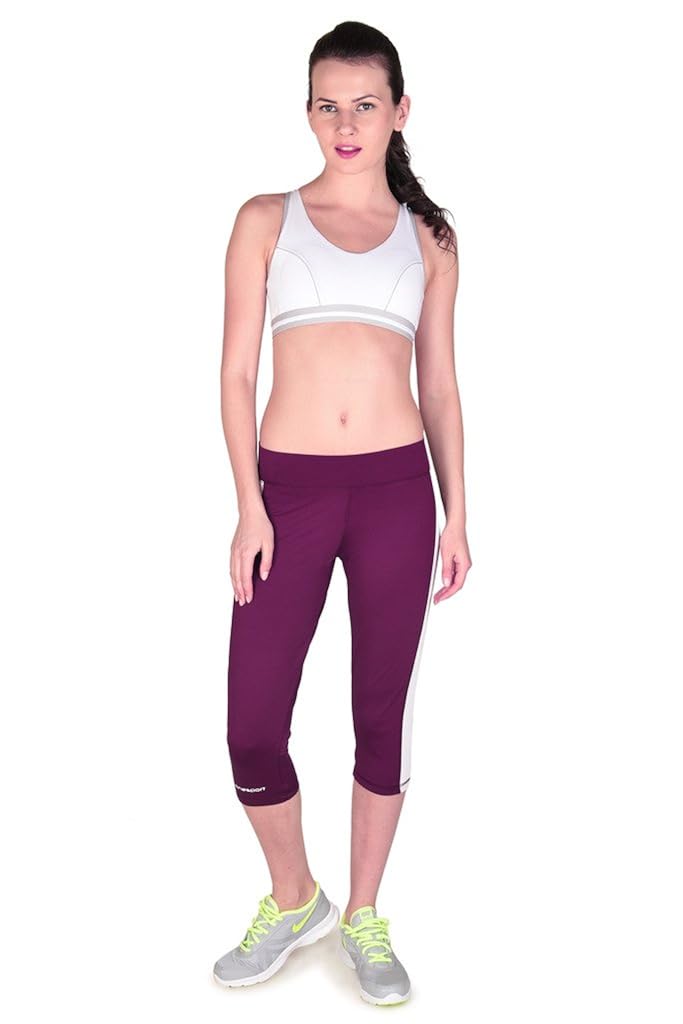 onesport women's polyester spandex jersey wine capris(onsp34wn-p)