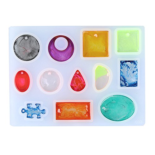 Jatidne Silicone Resin Moulds for Jewellery Making Epoxy Resin Moulds 16 Designs with Hanging Hole Jewellery Moulds for Resin DIY Craft