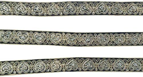 9 Yards Trim Indian Sari Border Sewing Decorative Ribbon Crafting Lace (Black)
