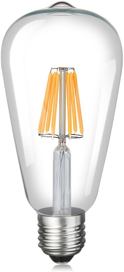 YCDC Edison Bulb LED Light, 800 Lumens Dimmable E26 Screw ST64 110V Squirrel Cage LED Filament Lights, Clear Glass Antique Lamp, Ultra Stable Droplights, Warm White, 8W=75W, 1Pc