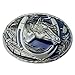 Lanxy Western Cowboy Leaf Horse Head Horseshoe Belt Buckle For Men Blue Enamel Grey Tone, free