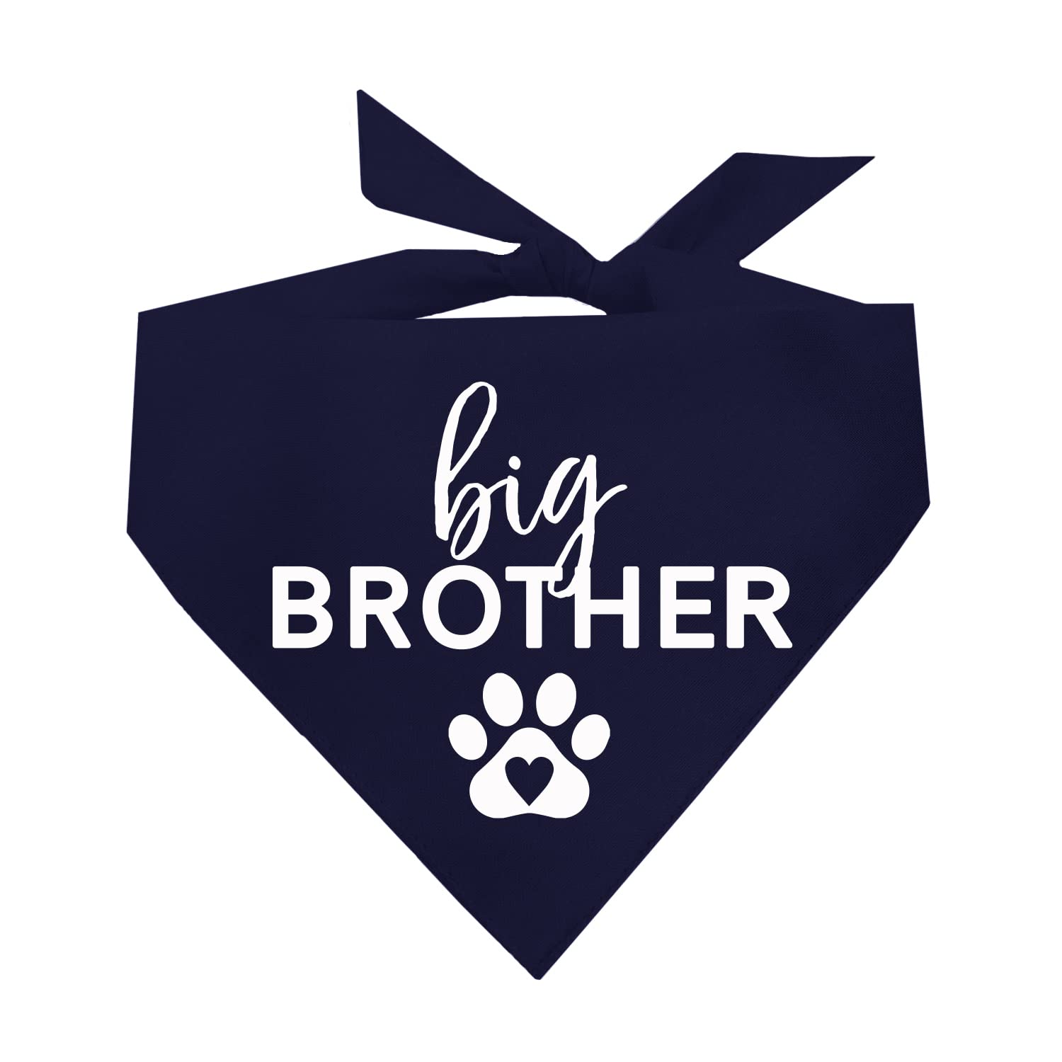 Big Brother Heart Paw Dog Bandana | 100% Cotton Adjustable Triangle | Pregnancy Announcement Photoshoot Prop | New Baby | Made in USA | Matching Family | Navy X-Small (87)