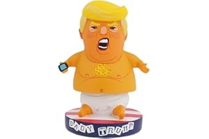 Baby Trump Blimp BobbleHIPS Bobblehead with American Flag Base - Funny Toddler President with Cellphone Statue - Premium Bobb