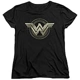 Wonder Woman Batman Vs Superman Movie Emblem Adult Womens T-Shirt Black (Large)