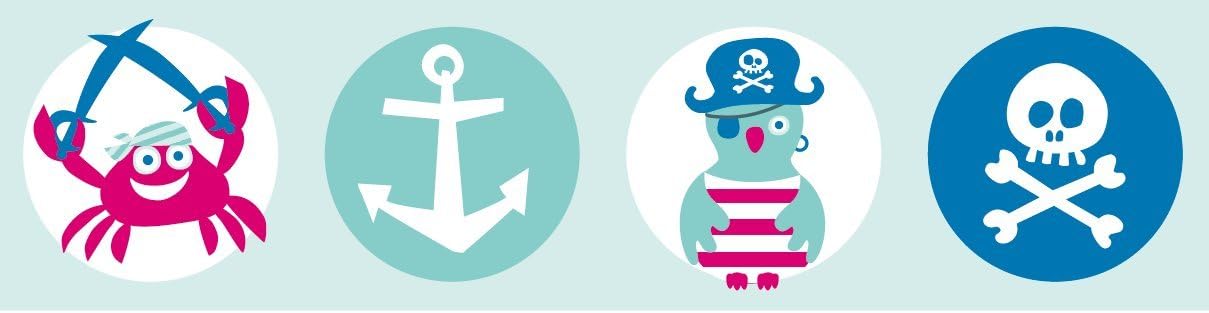 Stickers Muraux Lovely Label Frise Murale Adhesive Enfant A Motifs Pirates Decoration Murale Chambre Bebe Autocollante Et Non Toxique Menthe Rose Vif Fabrique En Allema Frise Chambre Enfant Fille De 450 X 11 5
