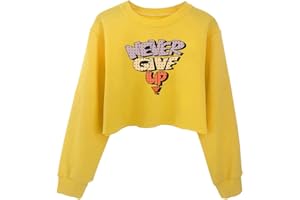 XLXUXU Girl Crop Top for Kids Long Sleeve Sweatshirts Print Funny Letters Fashion Pullover Tops