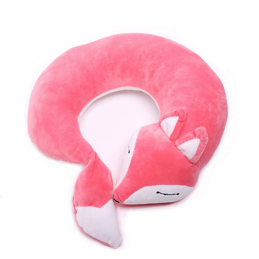 Maibar Neck Pillow for Kids Travel Pillows Animal Fox Cartoon Pillow Airplanes for Adult (Pink)