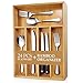 Teivio 45-Piece Silverware Set, Flatware Set Mirror Polished, Dishwasher Safe Service for 8, Include Knife/Fork/Spoon with Bamboo 5-Compartment Silverware Drawer Organizer Box
