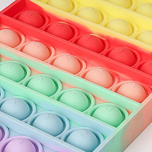 Push and Pop Bubble Fidget Sensory Toy, Rainbow 2PCS Push Bubbles Pop Toys, Silicone ToyAutism Special Needs Stress Reliever, Squeeze Sensory Tools to Relieve Emotional Stress for Kids Adults