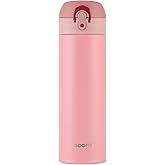 GOOFIT Thermos Double Wall Vacuum Kids Water Bottle,with Snap-On Lid and Locking Ring Insulated Water Bottle BPA Free Suitable for Schools and Travel 16 Oz Pink