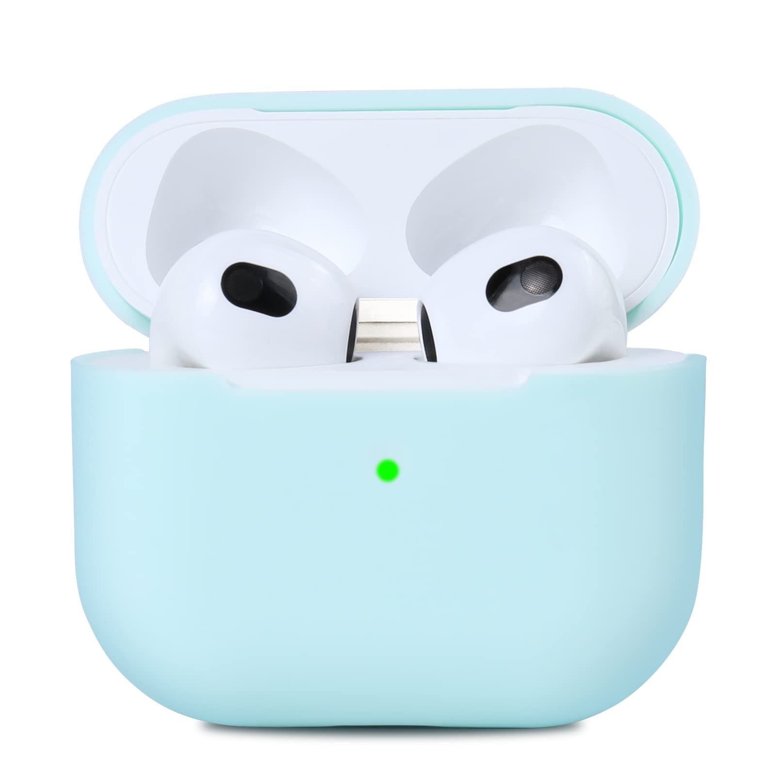 AKABEILA Compatible with AirPods 3 Case One Piece Soft Silicone Cute Cover for Air Pod 3rd Generation 2021 Shockproof Protective Support Wireless Charging Front LED Visible