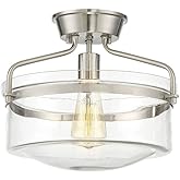 Light Visions PL0078BN Transitional 1 Light 13 inch Brushed Nickel Semi Flush Mount Ceiling Light