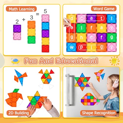 vatenick Magnetic Building Blocks Set 100PCS 3D Magnetic Blocks Tough Building Tiles Stem Toys Kids Christmas Birthday Gifts for Kids Ages 3 4 5 6 7 8 Year Old