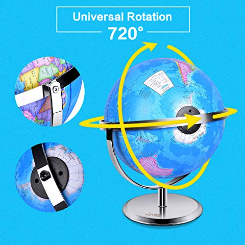 Illuminated Constellation World Globe - 2 in 1 Interactive World Globe with Stand, Built-in LED Light, USB Night View Stars & Constellation Globe for Home Office Décor, Ideal Educational Learning Toy - Thumbnail 3