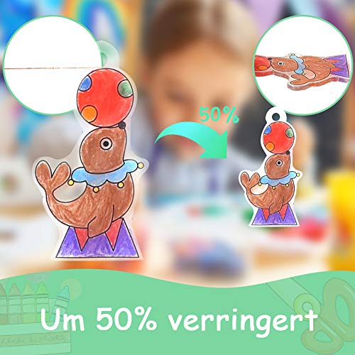 VGOODALL Schrumpffolien Set mit Schlüsselanhänger,10 Stück Schrumpfende Plastikfolie für Kinder Basteln