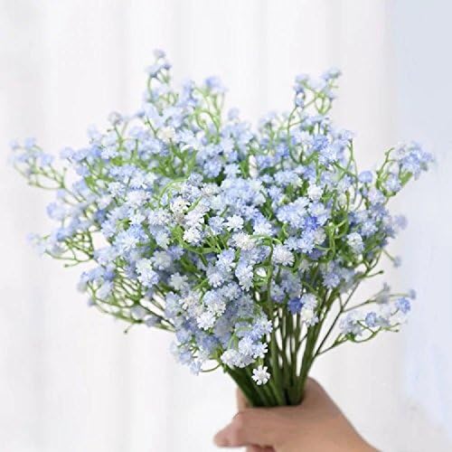 LYLYFAN 12 Pcs Artificial Baby Breath Gypsophila Real Touch Flowers for Wedding Party Home Garden Decoration Blue