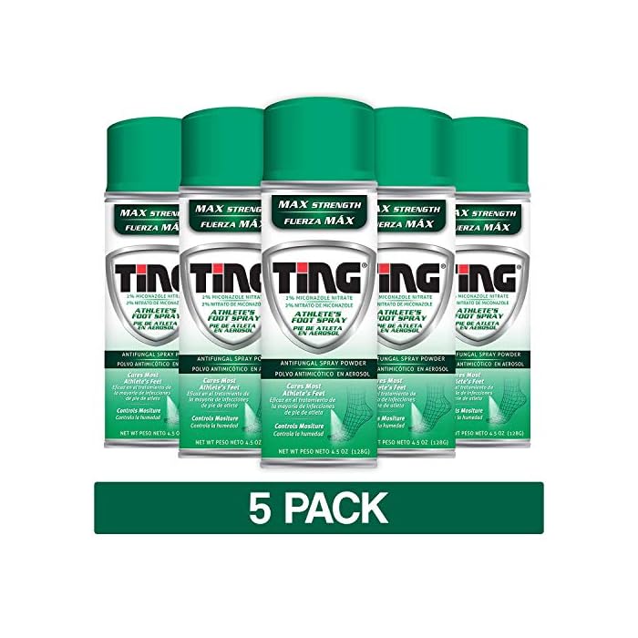 Ting Antifungal Spray Powder for Athlete's Foot, Jock Itch, Ringworm | Max Strength | 4.5-Ounces | 5-Pack