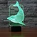 Saiam 3D Lamp Desk Table Light Cute Lovely Dolphin Shapes 7 Colors Amazing Optical Illusion Led Lamp Art Sculpture Lights Produces Unique Lighting Effects And 3D Visualization For Home Décor