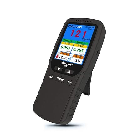 MooMax Air Quality Monitor, High Accuracy Pollution Monitor with 1000mAH Rechaargeable Li-Battery Formaldegyde(HCHO) Detector Esting - - Amazon.com