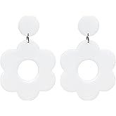 Fuvirou 60s 70s Flower Earrings Acrylic Daisy Dangle Earrings For Women Girls Hawaii Colorful Floral Drop Earrings Statement Jewelry Gifts
