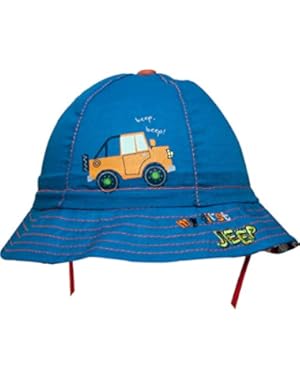 Boy's JEEP Hat Sun Summer Protection Cotton Round Bucket Sunhat Tembel Tight Up Chin Strap Cap