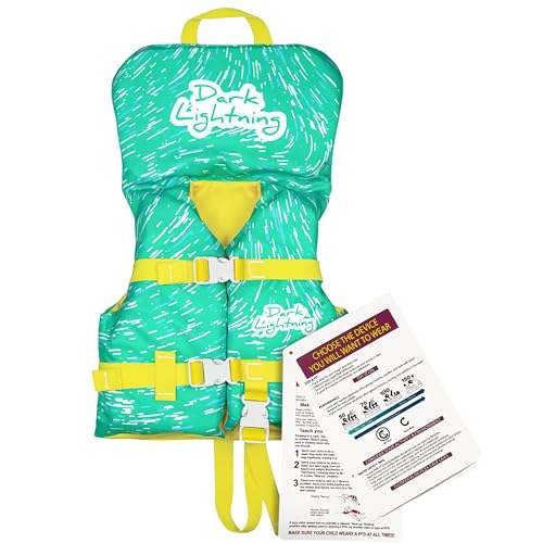 Dark Lightning USCG Approved Infant Life Jacket 0-30 lbs, Toddler Swim Vest and Baby Life Vest for 1-3 Years, 20-30 lbs, Headrest, Leg Strap and Grab Handle