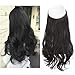 SARLA Black Invisible Wire Hair Extensions for Women Wavy Curly Long Synthetic Hairpiece Adjustable Transparent Headband 18 Inch