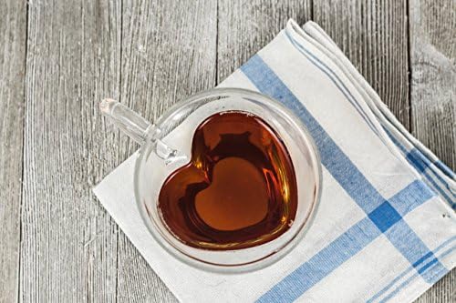 Pania Heart Shaped Double Walled Insulated Clear Glass Tumbler Mug/Cup for Tea, Coffee, Cappuccino or Espresso - 6 oz - Set of 1 Perfect Valentine's Day Gift