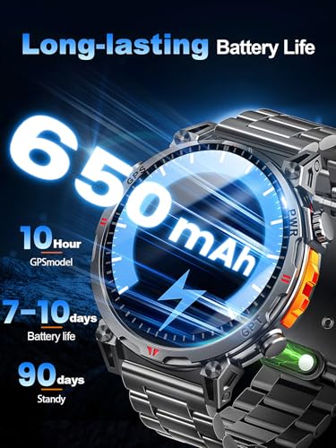 Men's GPS Smart Watch, 1.6 Inch AMOLED Touch Screen, Military Smart Watch, Bluetooth Calls/ChatGPT/IA/100+ Sports Modes, Men's Android iOS Sports Watch