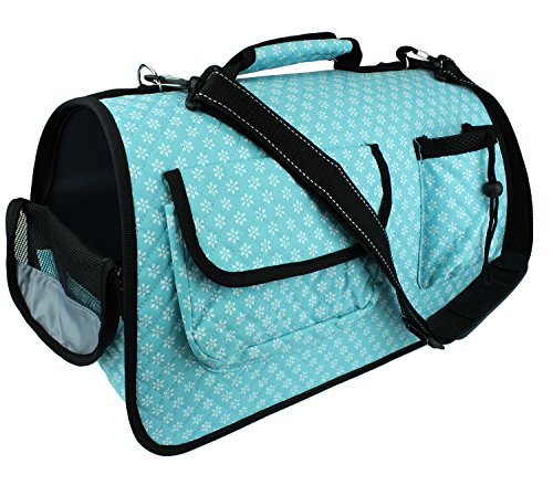 Soft Sided Pet Carrier for Dogs and Cats - Airline Approved Travel bag for Small Animals by bogo Brands (Blue Flower) - Thumbnail 5