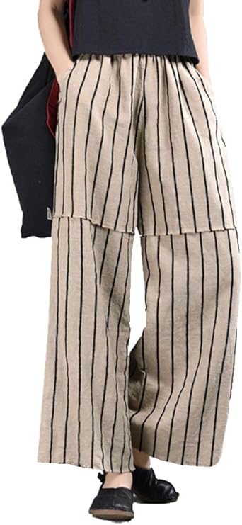 women's striped linen pants