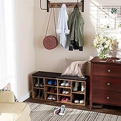 VASAGLE Shoe Bench with Cushion, Storage Bench with
