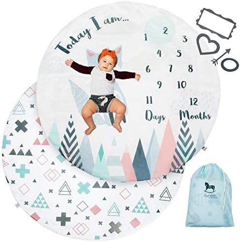 Luxe Bebe 2 In 1 Baby Monthly Milestone Blanket Reversible Playmat X Large Naturally Soft
