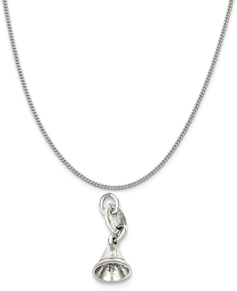 Sterling Silver Polished Non Moveable Bell Charm on a Sterling Silver