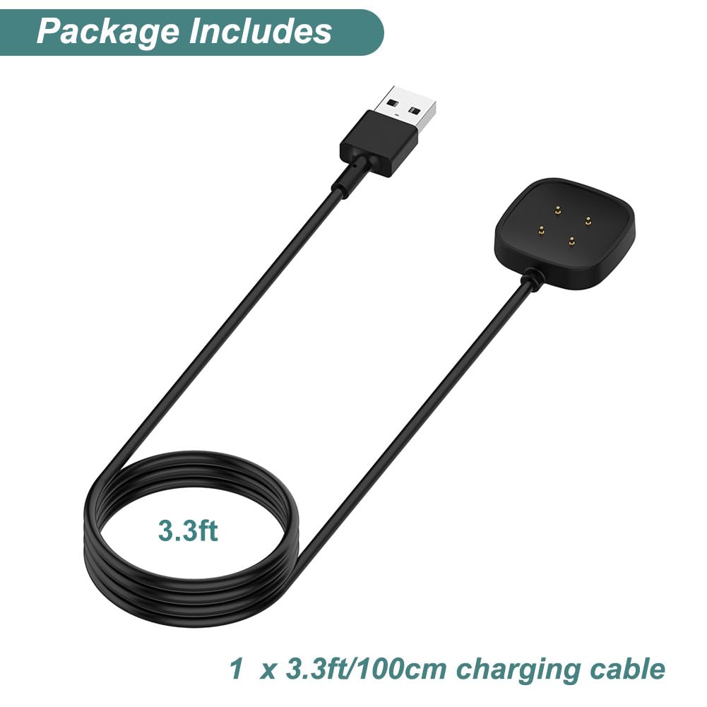 Charger for Fitbit Sense/Sense 2/Versa 3/Versa 4, Replacement Charging Cable Cord Magnetic Dock Stand for Fitbit Sense 1/2, Versa 3/4 Smartwatch
